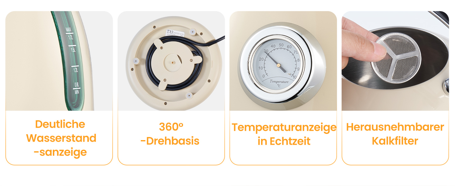 Ретро чайник з нержавіючої сталі, електрочайник та тостер-сет, 2200 Вт, 1.8 л, для чаю, кави, дитячого харчування, без BPA. Зелений (Вінтаж Кремовий)