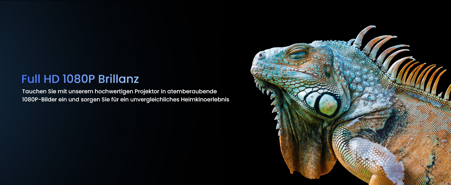 HOPVISION Beamer: Міні проектор Full HD 1080P з Bluetooth 5.1, 9500 Lumens, 4K підтримка, для дому та вулиці. Сумісний зі смартфоном, HDMI, USB, Pad, Fire Stick, PS5