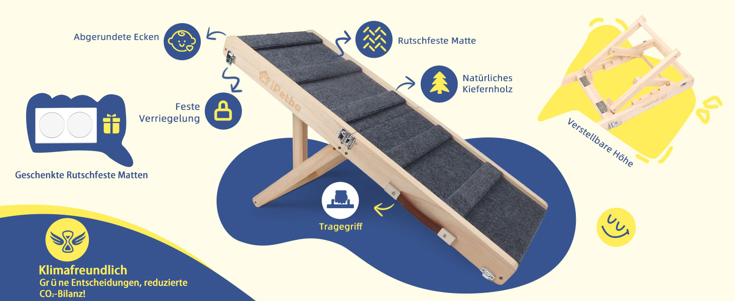 Сходинки для собак на ліжко та диван – м'які, антиковзні, складані, регульовані, портативні, до 16 кг, сірі