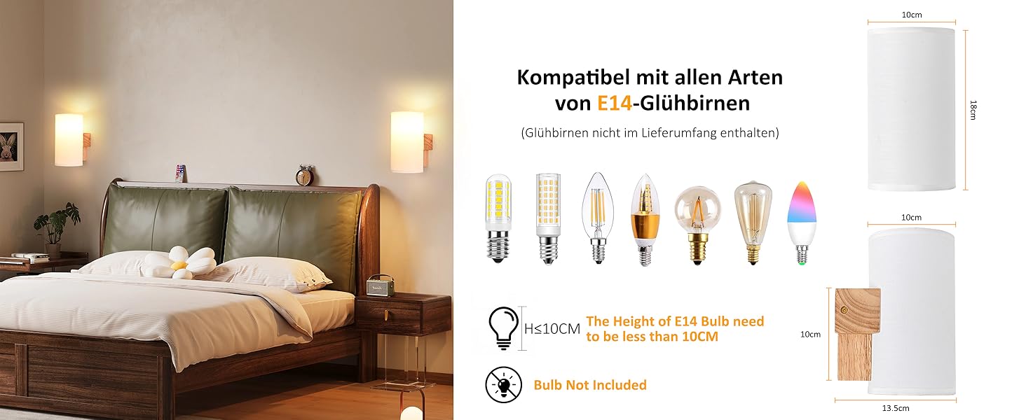 Стійка лампа Gleonlux з дерева, вінтажний стиль, E14, бохо, індустріальна для дому, 10x13.3x18 см