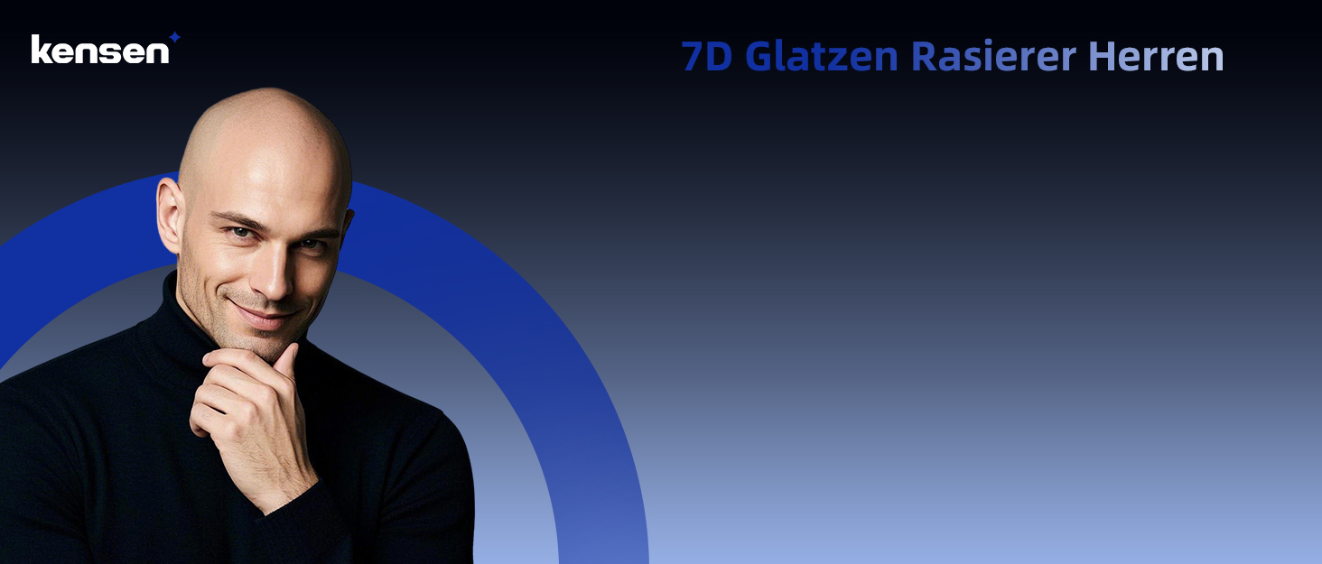Машинка для гоління голови чоловіча Kensen 7D водонепроникна, з магнітною насадкою, Type-C, 8100/8600 об/хв, сіра