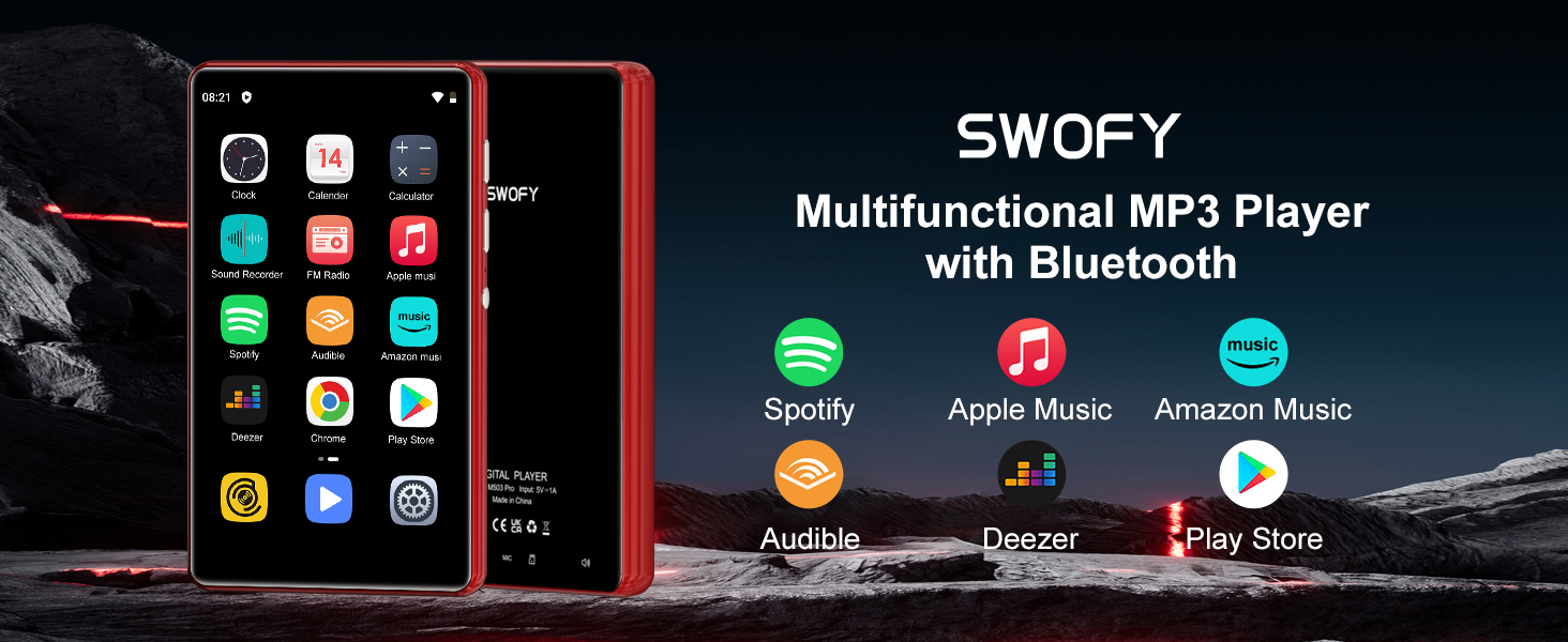 MP3 плеєр SWOFY 80GB з Bluetooth та WiFi, 4.0