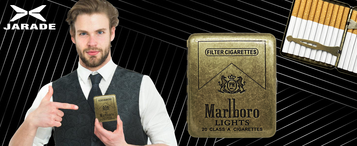 Металеве етажерка для сигарет на 20 штук, сімейний дизайн, нержавіюча сталь, підходить для чоловіків та жінок, 2 шт. (1 шт. Marlboro)