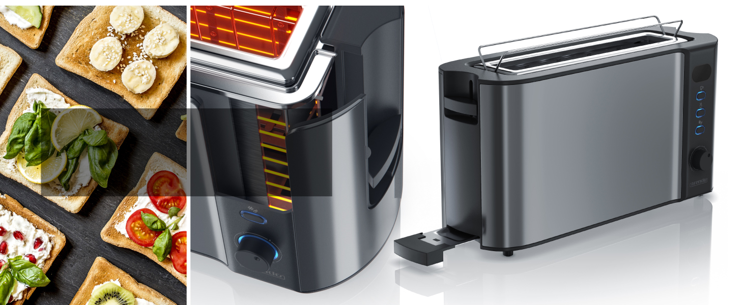 Набір чайник та тостер Arendo: чайник 2200W, 1,5L, регулювання температури, тостер 1000W на 2 тости/булочки, яйцеварка на 1-6 яєць, BPA free, колір: сірий