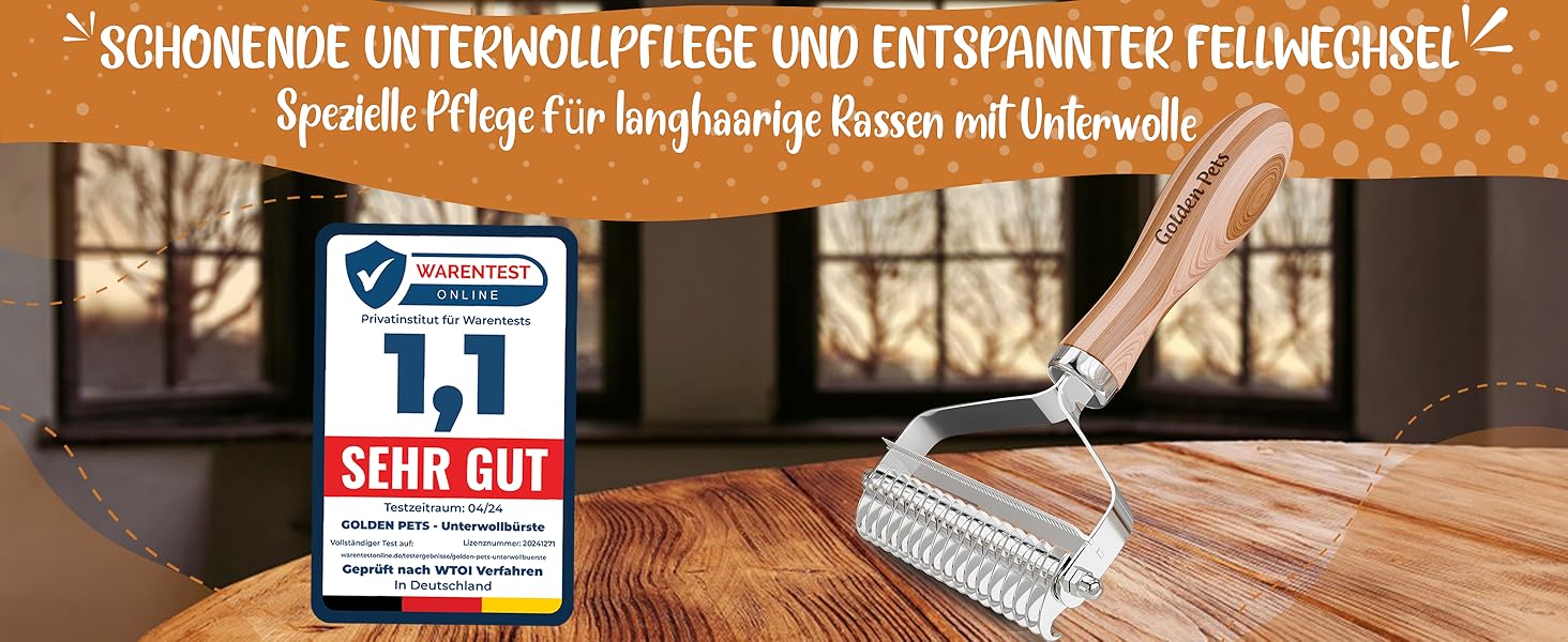 Щітка для підшерстка собак та котів TESTURTEIL, бамбук 2в1, M-L | Видаляє підшерсток та ковтуни
