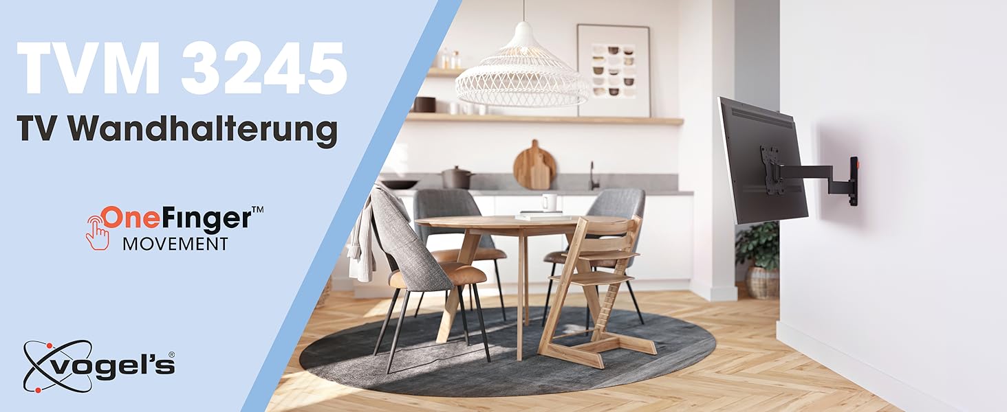 Настінне кріплення для телевізора Vogel's Comfort TVM 3245 Full-Motion 19-43 дюйми, до 15 кг, поворот 180°, VESA 200x200, чорний