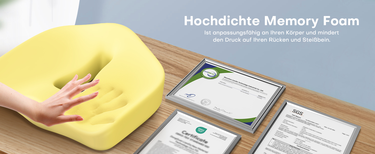 Ортопедична подушка для сидіння Feagar з Memory Foam, для офісного крісла, автокрісла, інвалідного візка, чорна тканина, до 100 кг