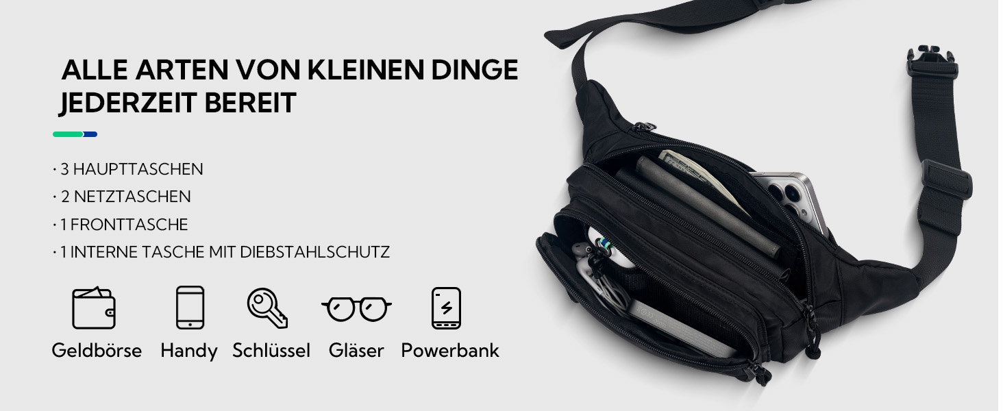 Спортивна поясна сумка Waterfly: стильна фанна-сумка для чоловіків та жінок, унісекс, для прогулянок, подорожей, MTB, спорту, тренувань собак, сірого кольору