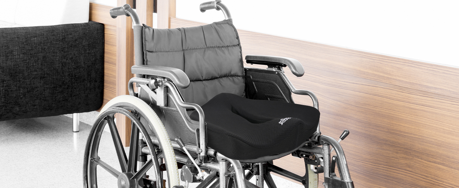 Ортопедична подушка для сидіння Feagar з Memory Foam, для офісного крісла, автокрісла, інвалідного візка, чорна тканина, до 100 кг