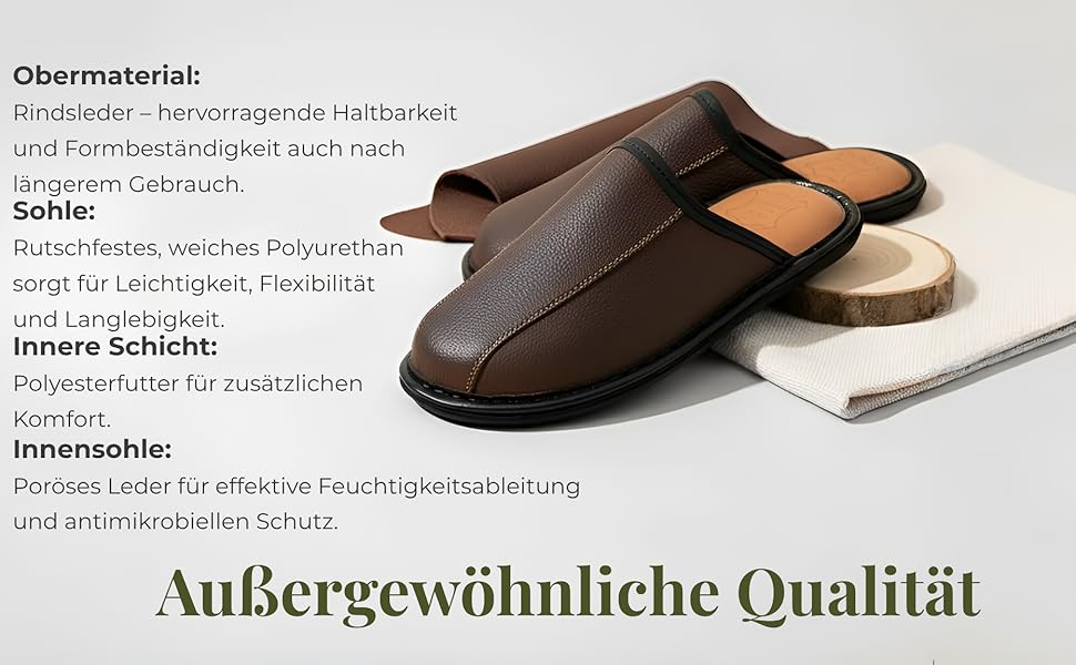 Чоловічі тапочки Hausschuhe Leder: зручні, теплі, ручні, з антиковзкою підошвою, розміри 41-47, колір коричневий