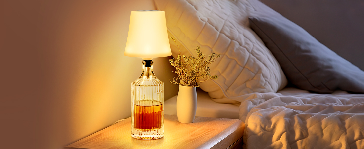 Світлодіодні настільні лампи бездротові 2 шт, IP54, акумуляторні пляшкові лампи, 7 режимів, димування, 5200mAh, сенсорне управління, для ресторанів, спальні (Білий)