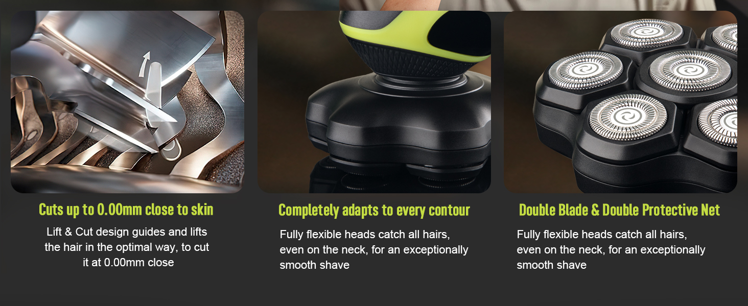 Електричний голєва машина 7D для чоловіків з LED-дисплеєм, IPX7 водонепроникність, USB-C зарядка