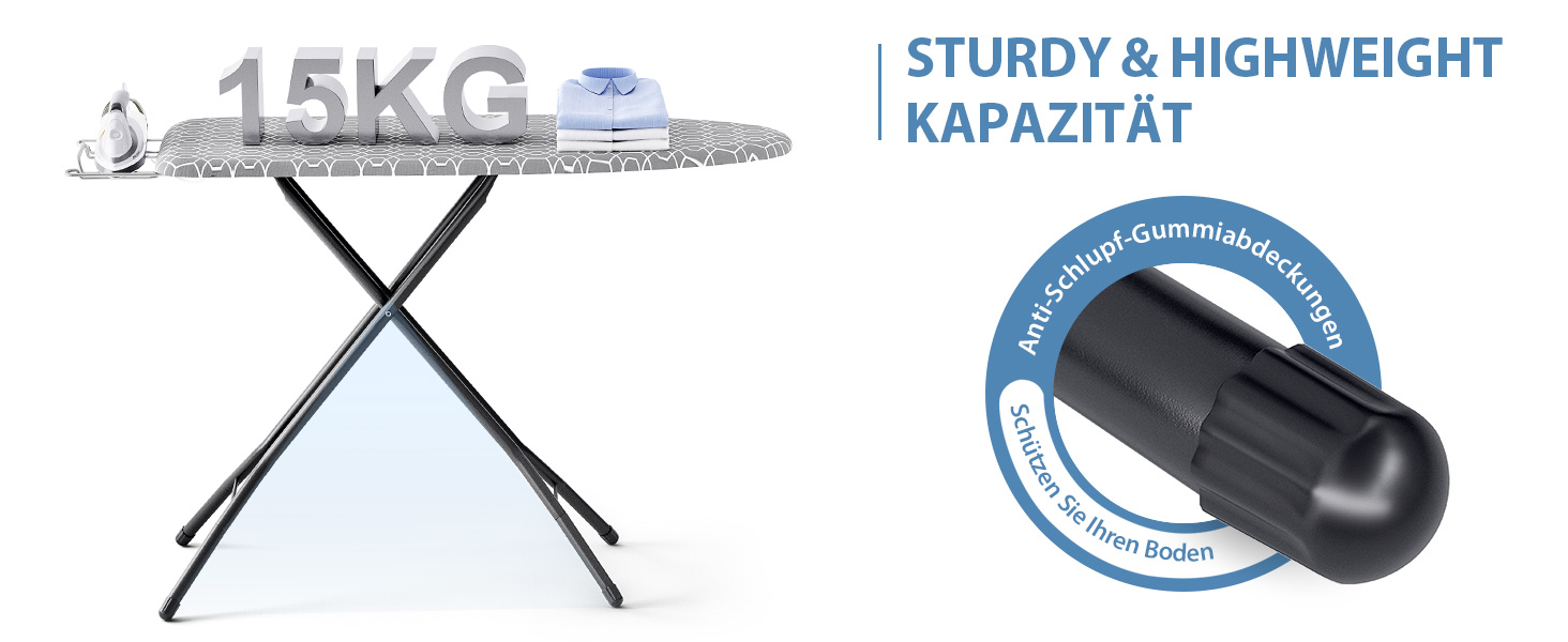 Відкидна гладильна дошка KINGRACK з регулюванням висоти, стабільний стійкий стіл для прасування з металевим каркасом, 33 x 110 см (Сірий)