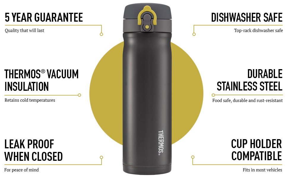 Stainless Steel Insulated Travel Mug - 470ml - Charcoal Color