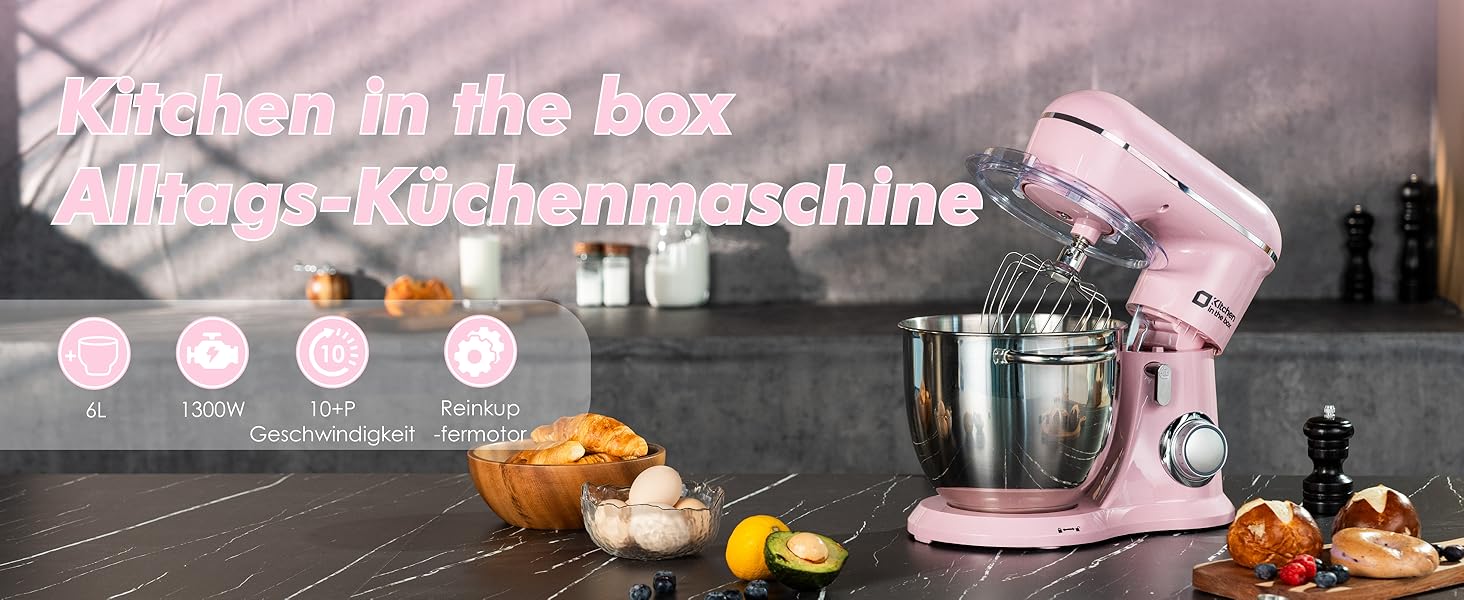 Кухонний комбайн Kitchen in the box: 6 л, 1300 Вт, 10+ швидкостей, з набором насадок (крюк, віночок, гак)