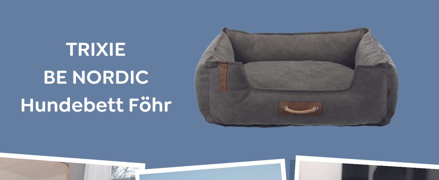 Тріксі лежанка для собак Nordic Föhr, 70 см, чорна – зручна лежанка-кошик для собак великих та малих порід, з ручкою для перенесення, м'яка та миється, 36595, розмір 100 x 80 x 36 см