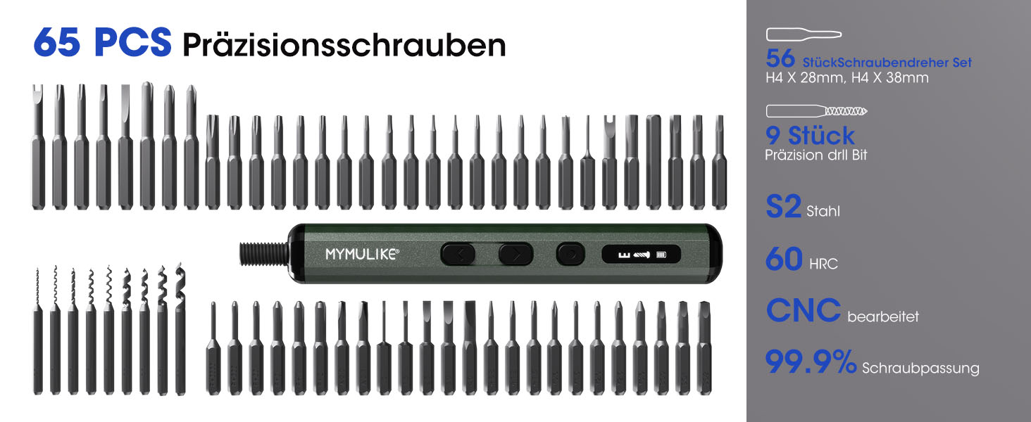 Набір електричного викрутника Mini 78 в 1 з 56 бітами, 9 свердлами, 5 режимами крутного моменту та LED-підсвічуванням для точної роботи (годинники, камери)