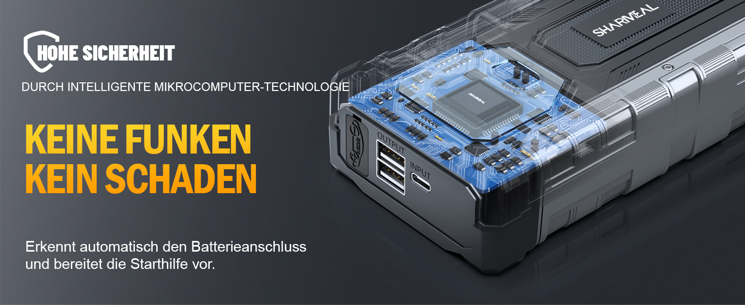 Powerbank для авто SHARMEAL 6000A: пусковий пристрій, 12V, LCD, LED, для бензинових та дизельних авто (до 10.0 л)