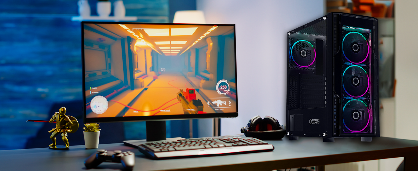 Комп'ютерний корпус EMPIRE GAMING Diamond – ігровий ATX корпус з RGB підсвічуванням, скляна бічна панель, 4 вентилятори 120 мм