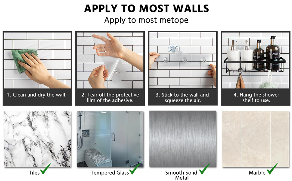 Набір душових піддонів 2+1, 3 шт. з мильницею, без свердління, чорний колір. Органайзер для ванної кімнати