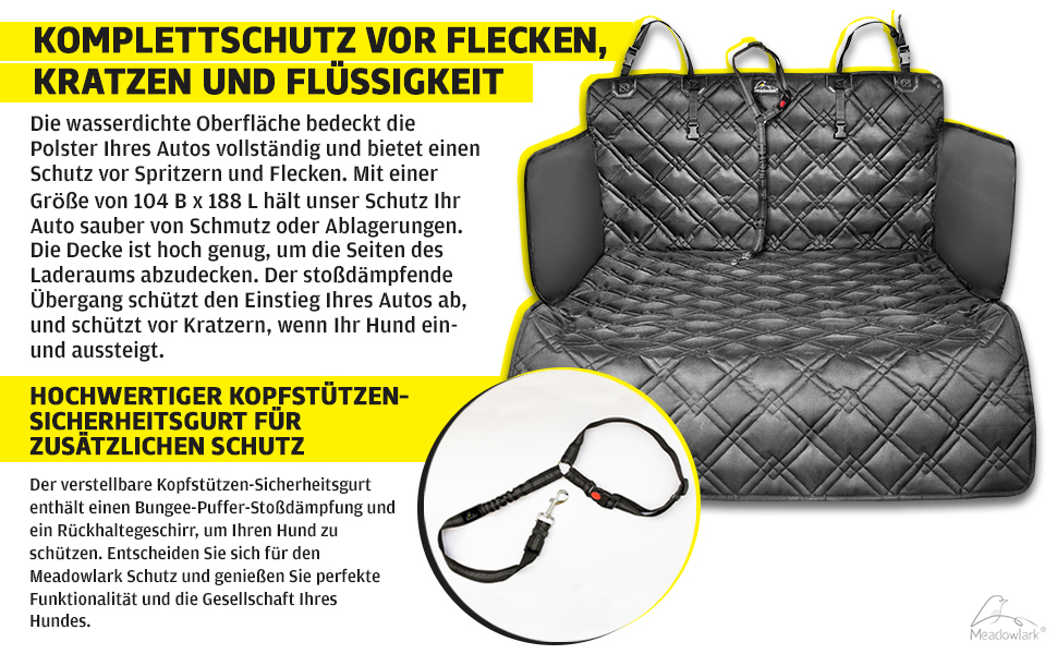 Захист для багажника автомобіля Meadowlark для собак, важкий, водовідштовхувальний, з боковим захистом, чорний. Захищає багажник та бампер від подряпин, шерсті, бруду.