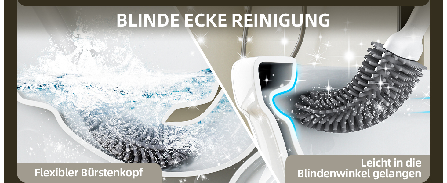 Щітка для унітазу ASOBEAGE з силікону: гнучкий наконечник, ручка з нержавіючої сталі, настінний кріплення, швидковисихаючий тримач для чищення ванної кімнати (Чорний) (Ширина 3 см, 1 шт.)
