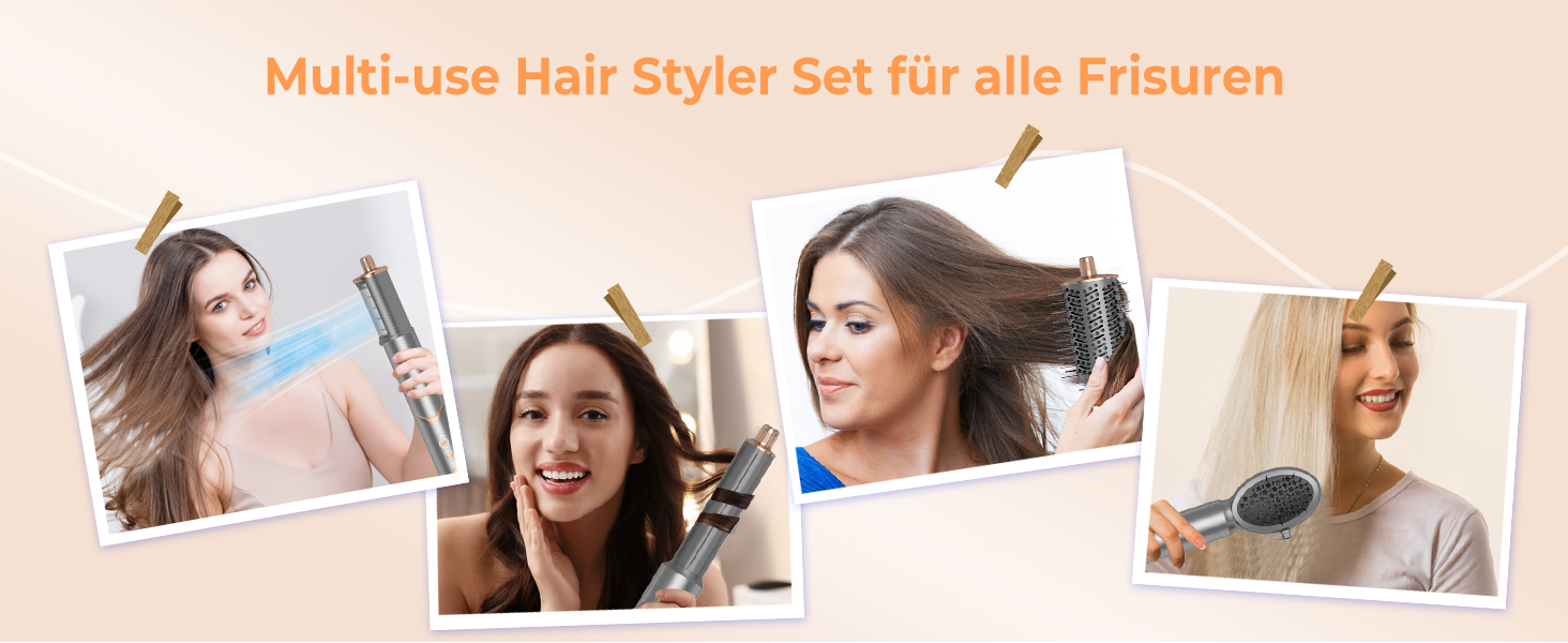 UKLISS 8-в-1 Pro Airstyler: Фен-щітка, локони, стайлер для волосся, 1400W, 110,000RPM, подарунок для жінок