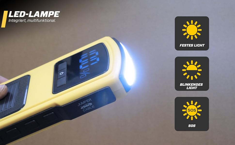 Бустер для авто MAXTOOLS JS500 2200A 22Ah — Пусковий пристрій (Jump Starter) для 12V дизельних та бензинових двигунів, Powerbank з LED-ліхтарем та USB
