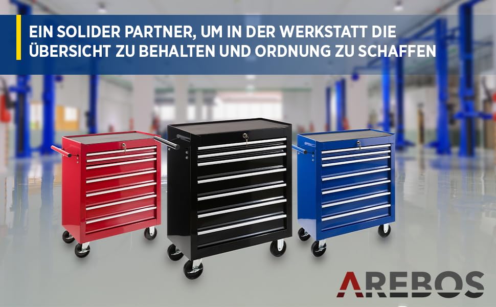Arebos 7-Drawer Tool Cart with Central Lock