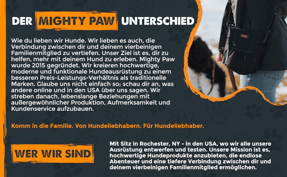 Сумка для ласощів Mighty Paw для собак: навчання та тренування | Зручна сумка для ласощів на руці для собак | Оранжево-чорна