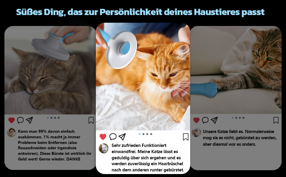 Бурштук для собак та котів Zivacate: самоочисна, для короткої та довгої шерсті, ергономічна ручка (світло-блакитний)