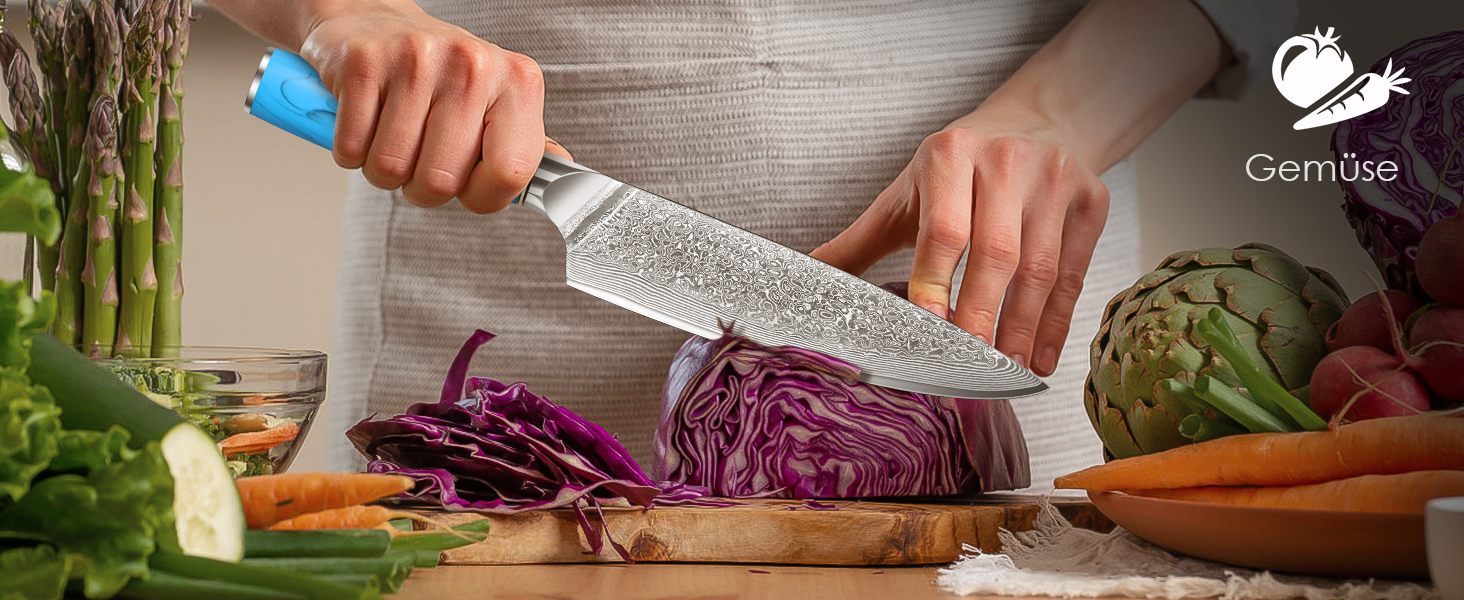 Ніж шеф-кухар Kiritsuke з дамаської сталі Home Safety, 18.8 см, VG-10, ергономічна ручка з натуральної смоли, подарункова коробка