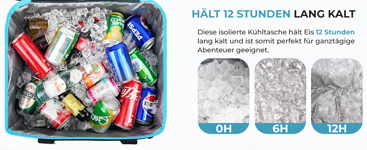 INSMEER Кулер для їжі та напоїв 50 л, великий, складний, для 80 банок, витримує витоки, з відкривачем, для пікніків, кемпінгу, пляжу, сімейних поїздок на 4 особи, чорний