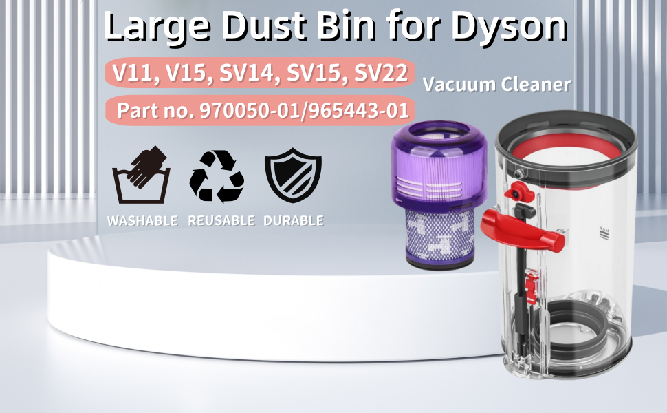 Замінник контейнера для пилу та HEPA фільтр для пилососів Dyson V11, V15, SV14, SV17, SV22, SV28 (970013-02/970013-03)