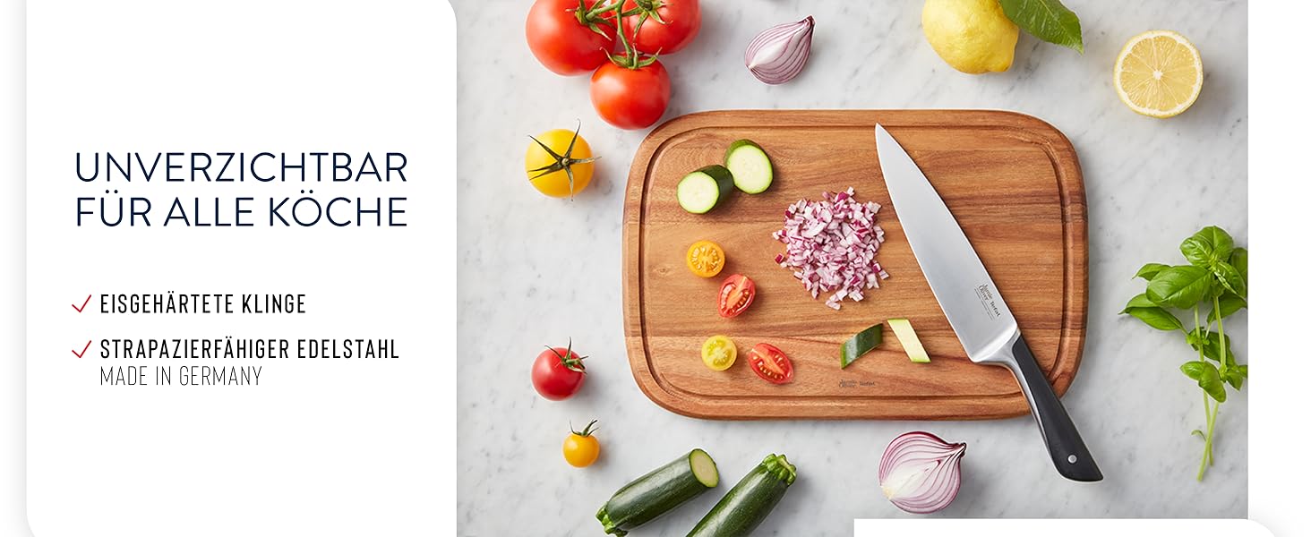 Набір ножів кухонних Jamie Oliver by Tefal (5 предметів) + блок: шеф-ніж, сантоку, для хліба, універсальний, овочечистка. Німецька сталь, акація, коричневий K267S556