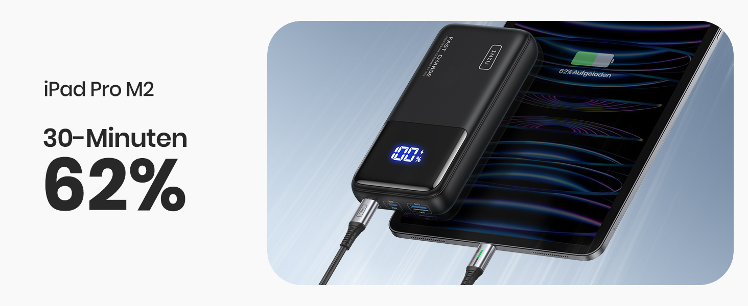 Повербанк INIU 65W 20000mAh для ноутбуків та смартфонів, швидка зарядка USB-C для MacBook, Steam Deck, iPhone, Samsung, iPad