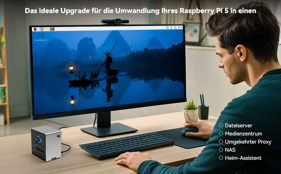 Корпус Mini-PC для Raspberry Pi 5 з SSD NVMe M.2, охолодження PWM та RGB-підсвіткою (без Raspberry Pi)