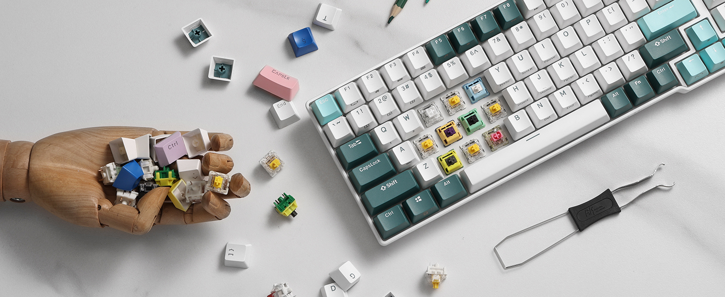 Механічна клавіатура RK ROYAL KLUDGE RK96 RGB Limited Ed з RGB підсвічуванням, 96 клавіш, 90% layout, Bluetooth 5.0/2.4G/USB-C, Hot-Swap, QWERTY (Camp Grün)