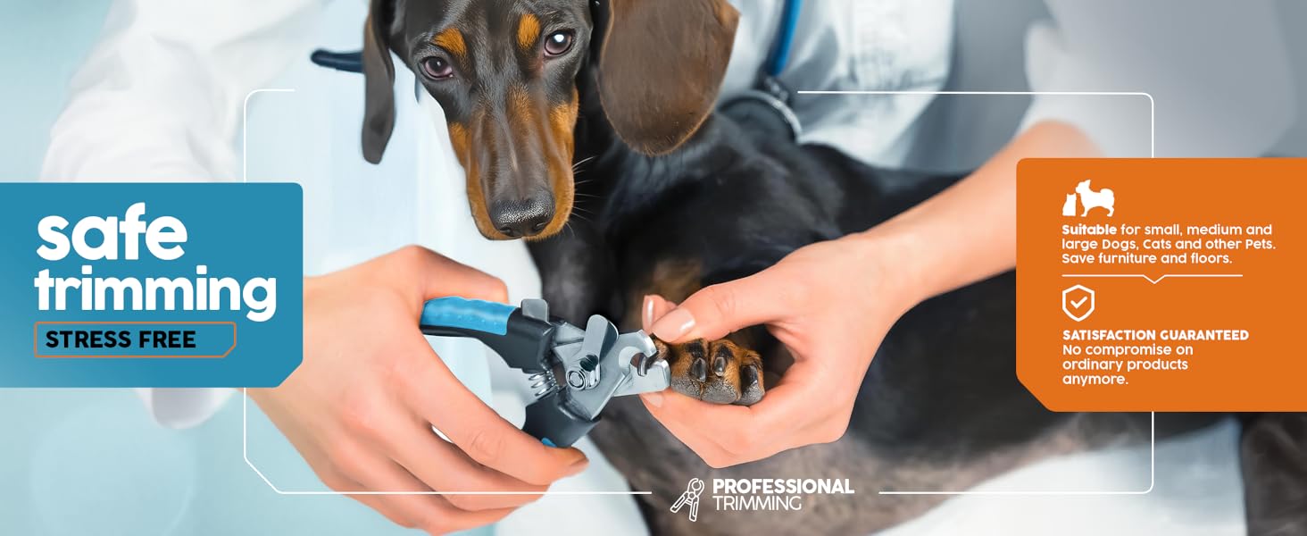 Ножиці для обрізки кігтів собак та котів PORTENTUM з пилочкою, нержавіюча сталь, безпечний захист, 6 дюймів