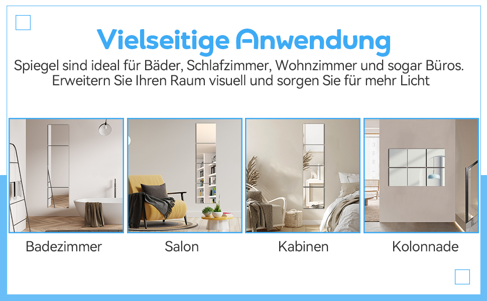 Дзеркальні наклейки 30x30 см, 8 шт. Гнучкі акрилові дзеркала на клейкій основі, для декору стін, шаф, спальні та ванної кімнати