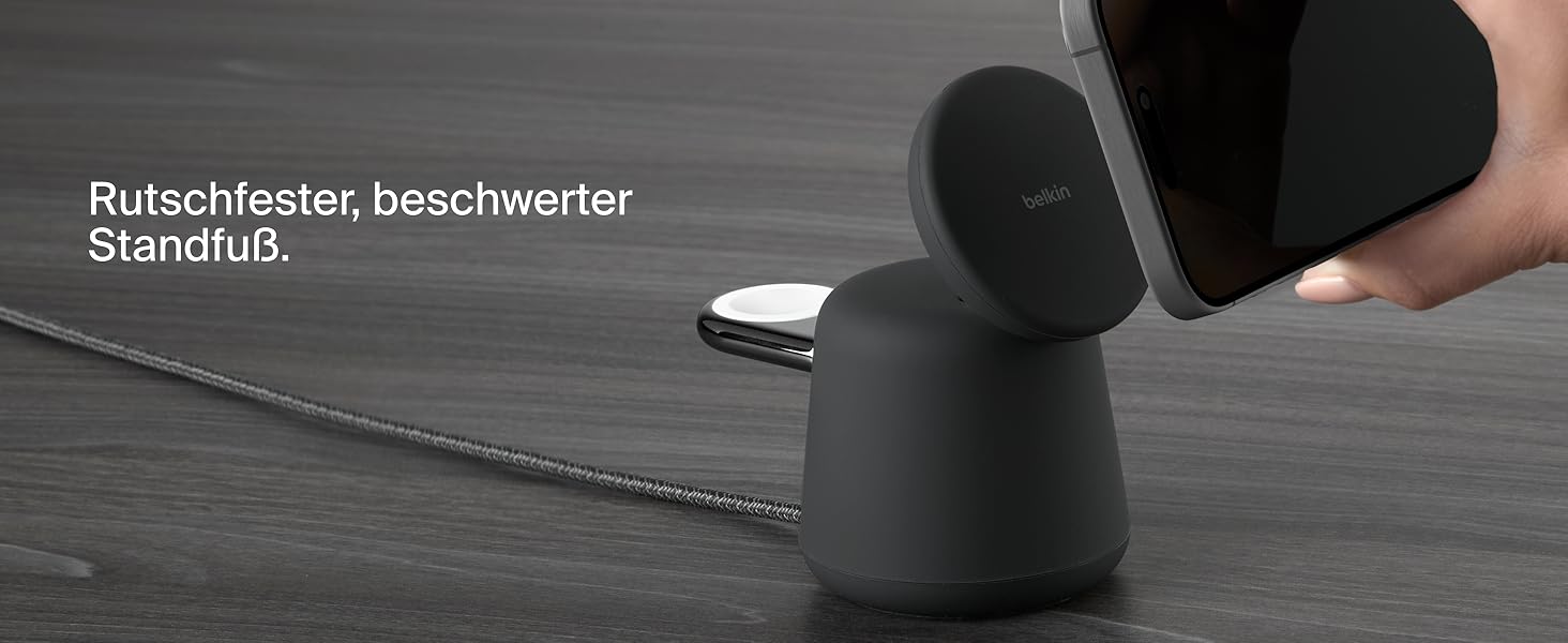 Belkin BoostCharge Pro 2-в-1: Бездротова зарядка Qi2 15W MagSafe для iPhone, Apple Watch, AirPods (Чорний)