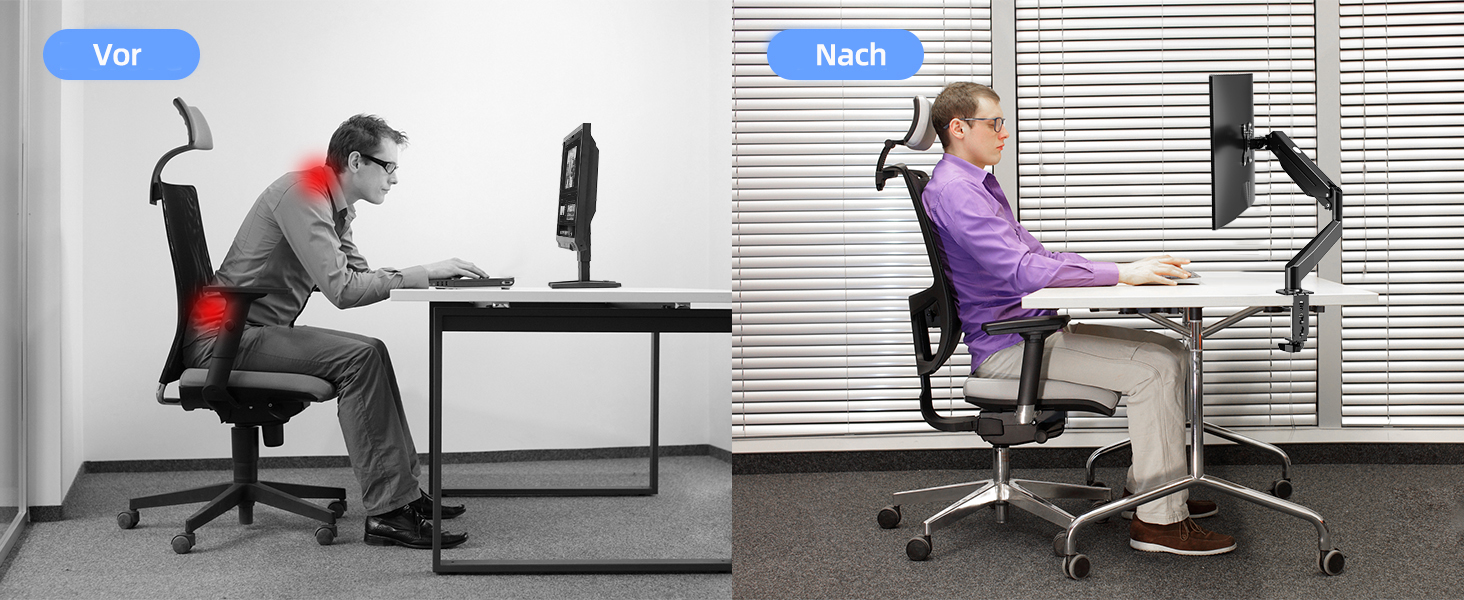 Кріплення для монітора Suptek, регульована висота, газовий амортизатор, для моніторів 17-32 дюймів, VESA 75/100 мм, до 10 кг, ергономічна підставка, чорний