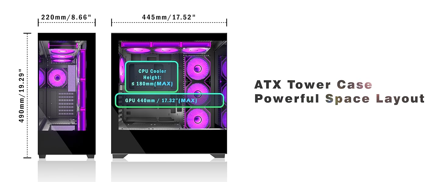 Корпус ПК KEDIERS P4 ARGB: Mid Tower з 7 вентиляторами 120мм PWM ARGB та скляною панеллю