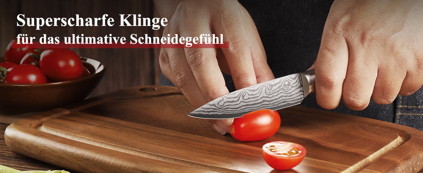 Ніж Sunnecko 9см для овочів та фруктів: універсальний кухонний ніж зі зручною ручкою з нержавіючої сталі