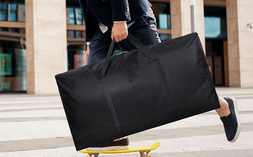 4 Pack Extra Large Travel Duffel Bag, Foldable, Waterproof, 600D Oxford Cloth, Durable Travel Bags for Men and Women, Strong Moving Boxes for House, Luggage Bags, Black, Travel