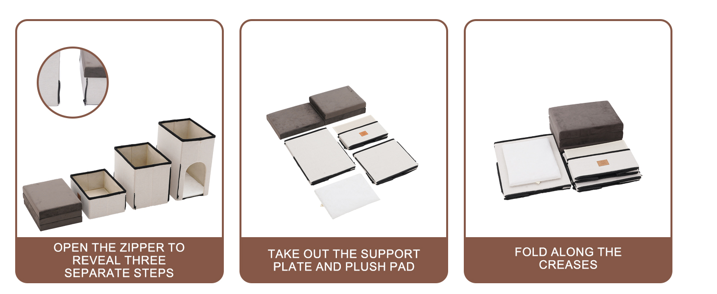 Сходинки для собак на 3 сходинки, 44 см, з місцем для зберігання, для ліжка/софи, для котів, для літніх тварин, губка, хатня тварина, бежевий колір