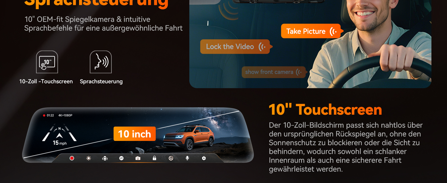 Відеореєстратор-дзеркало WOLFBOX M40 10