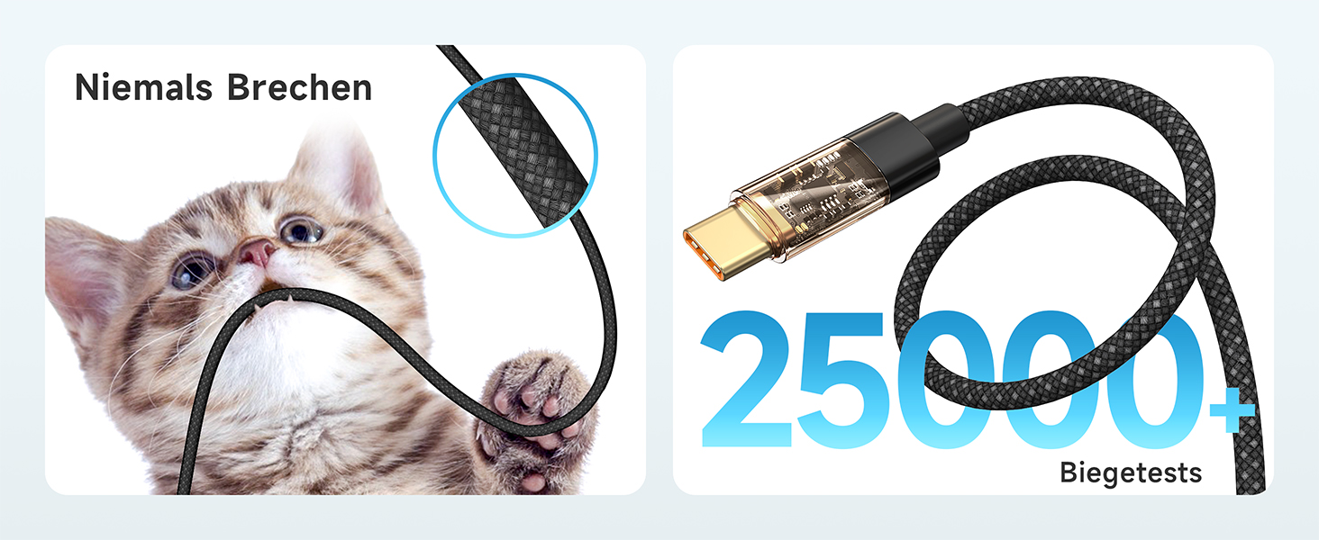 Кабель USB-C RAVIAD: Швидка зарядка PD3.1, нейлон, 0.5м, 240W, чорний. Сумісний з iPhone, Galaxy, Pixel, iPad, MacBookAir