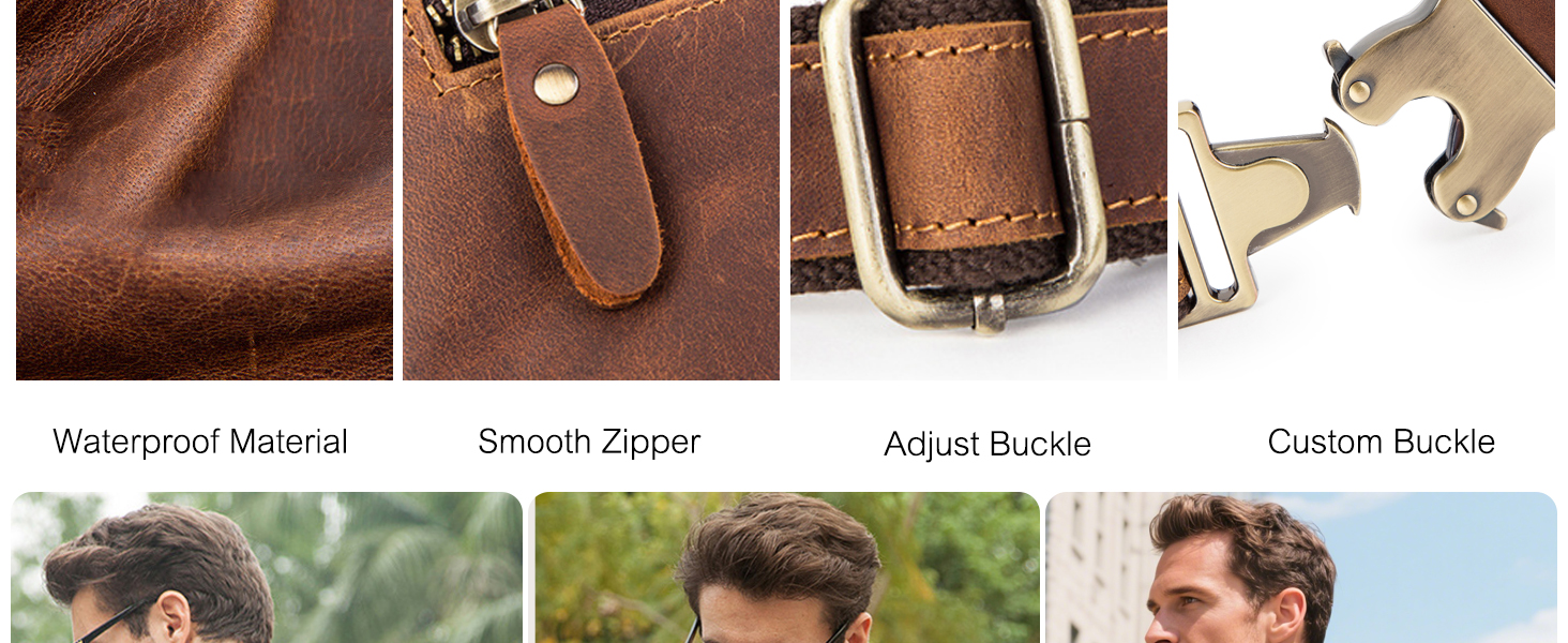 Чоловіча сумка через плече FANDARE з натуральної шкіри, бананка, поясна сумка для подорожей, туризму, занять спортом (Димно-коричневий)