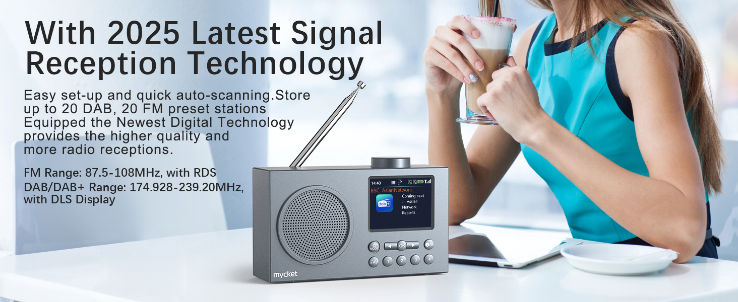 Портативне DAB/DAB+ радіо з цифровим радіо UKW, FM, Bluetooth 5.0, подвійний будильник, 40 попередніх станцій, 2.4' кольоровий дисплей (колір хакі)